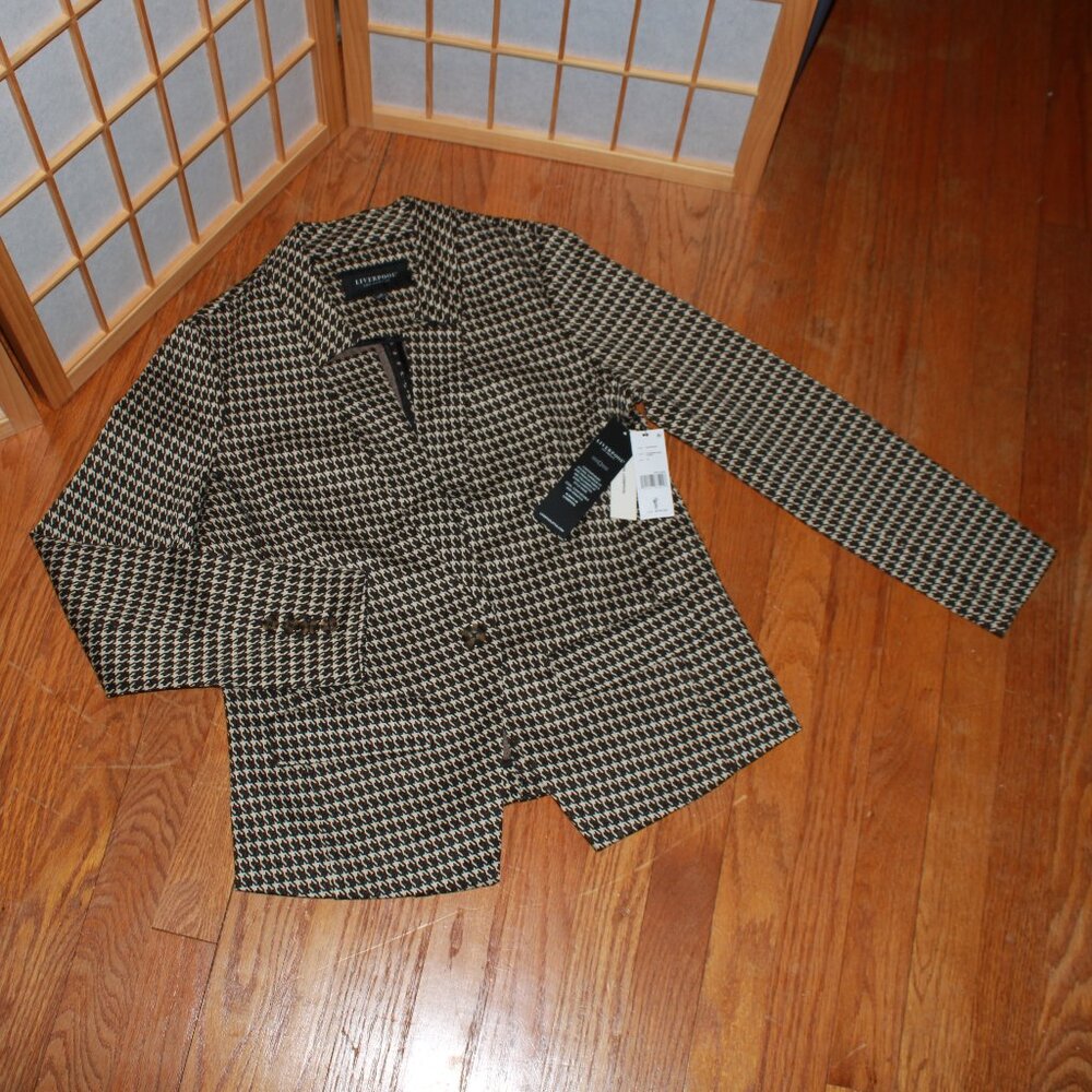 Liverpool Women's Houndstooth Blazer in Black and Cream